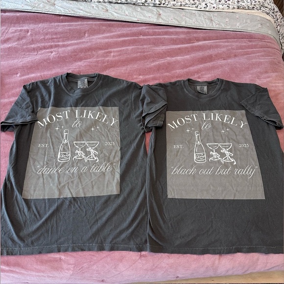 Terra & Sky Tops - TWO Custom Colors Girls Weekend Charcoal Tshirts NWOT
